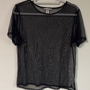 Victoria's Secret Black Mesh Short Sleeve Top
